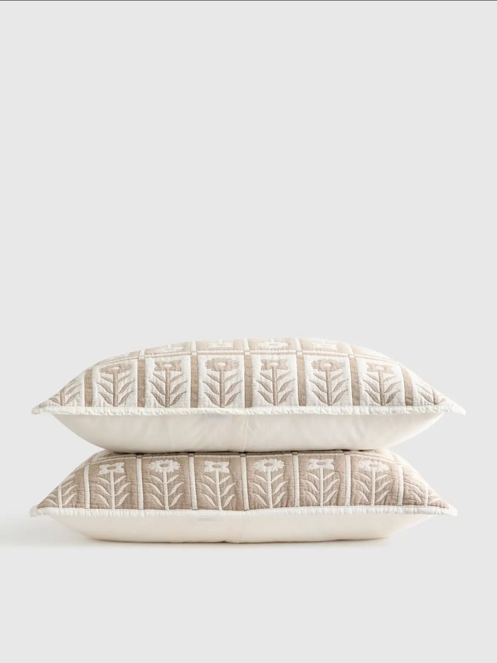 Quince Organic Cotton Jacquard Floral Sham Set - King - Toffee